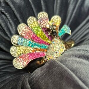 Rhinestone peacock cuff bracelet